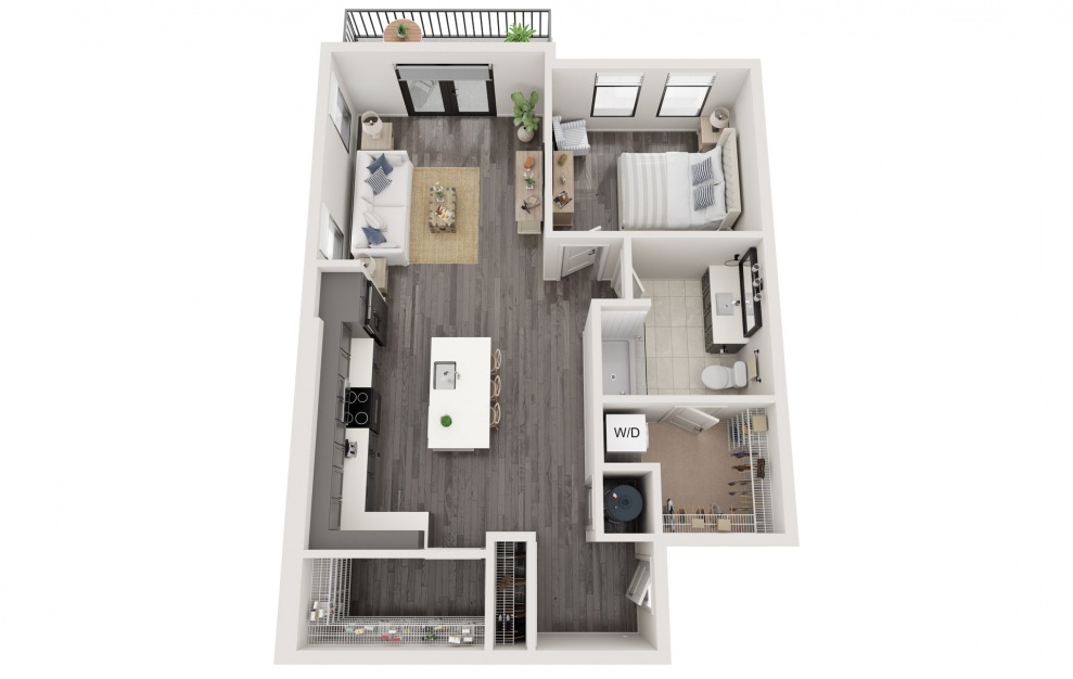 A12 1 Bed and 1 Bath 865 sq ft apartment at The Foundry
