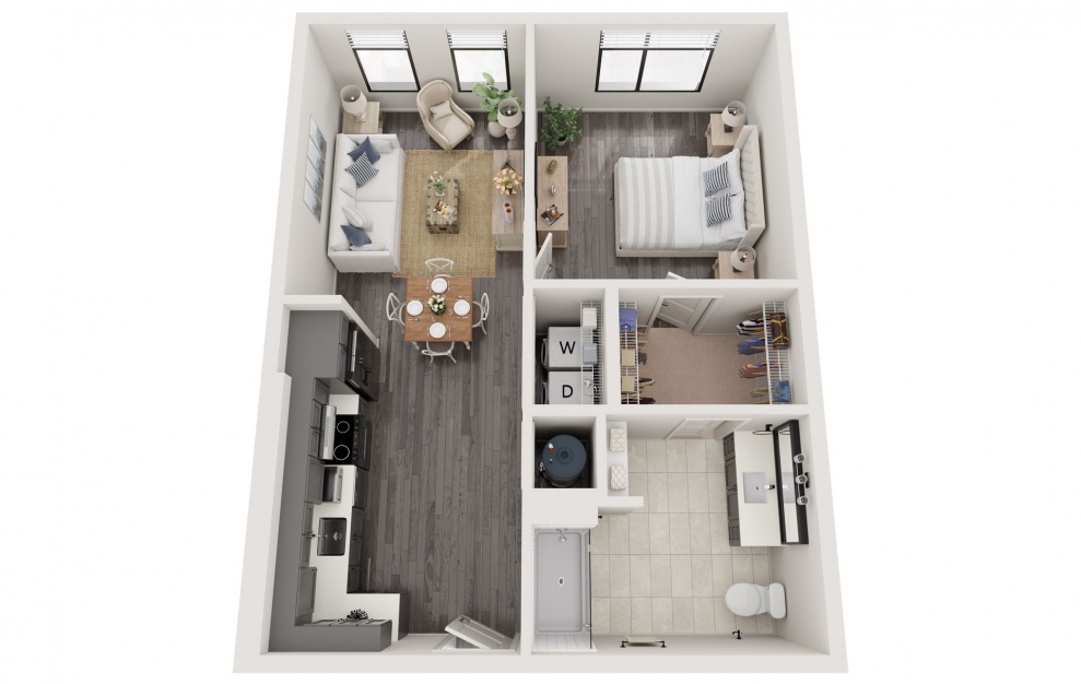 A2b 1 Bed and 1 Bath 720 sq ft apartment at The Foundry