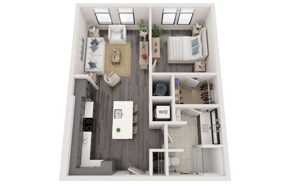 A4a 1 Bed and 1 Bath 750 sq ft apartment at The Foundry