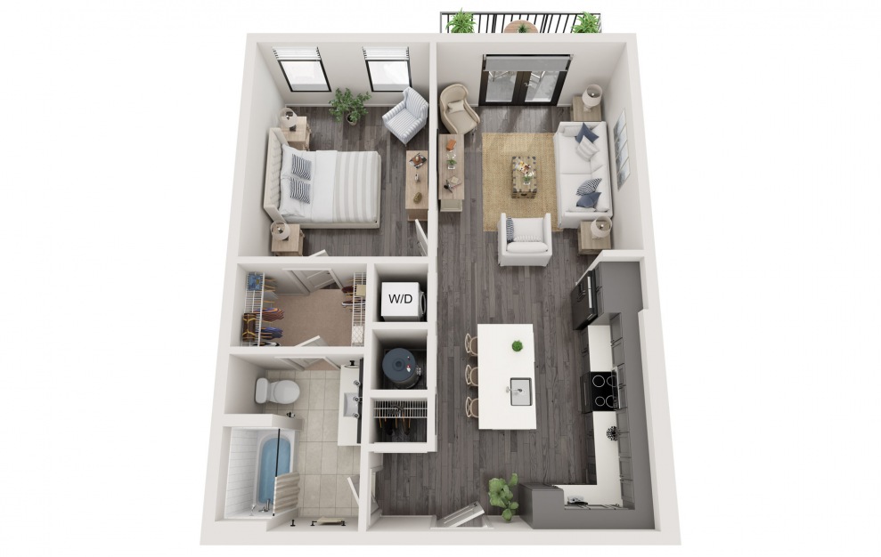 A6b 1 Bed and 1 Bath 725 sq ft apartment at The Foundry