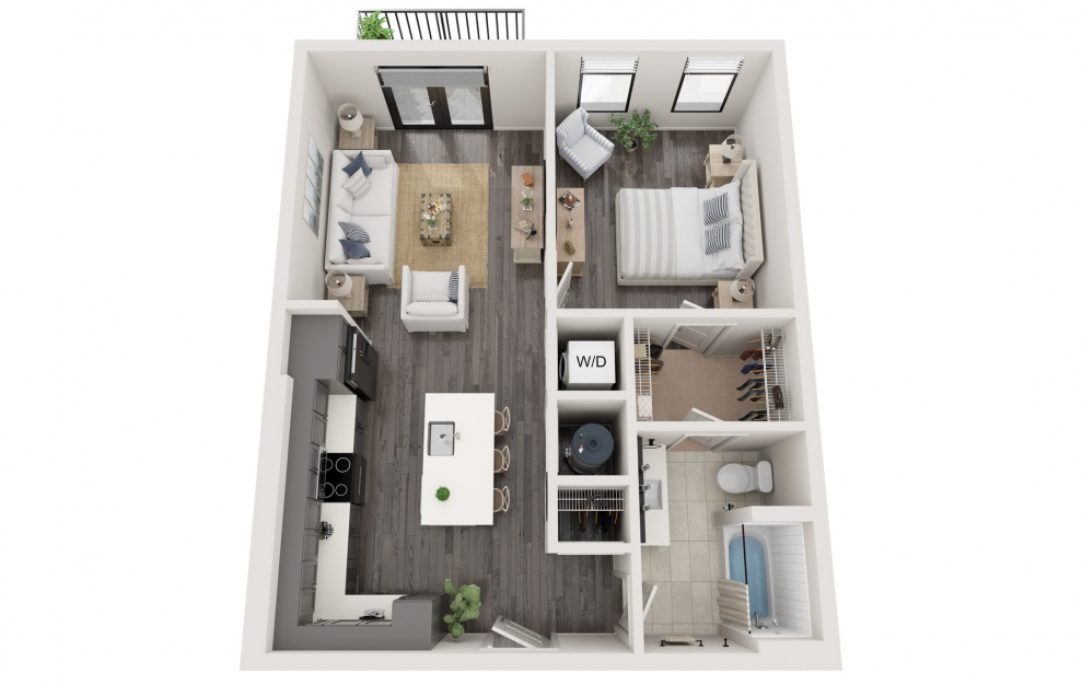 A8  1 Bed and 1 Bath 750 sq ft apartment at The Foundry