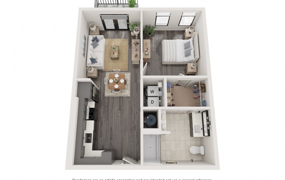A8c  1 Bed and 1 Bath 750 sq ft apartment at The Foundry